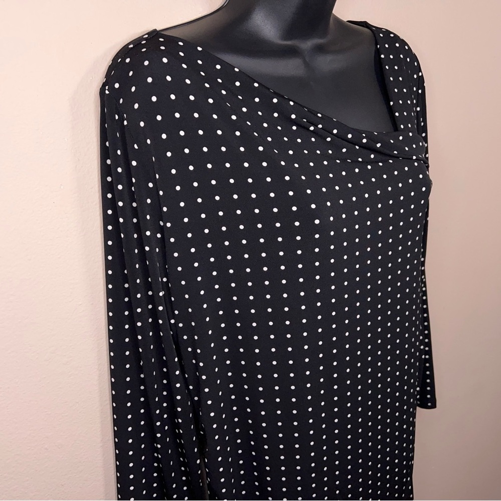 White House Black Market Black Polka Dot Long Sleeve Blouse - Picture 5 of 15